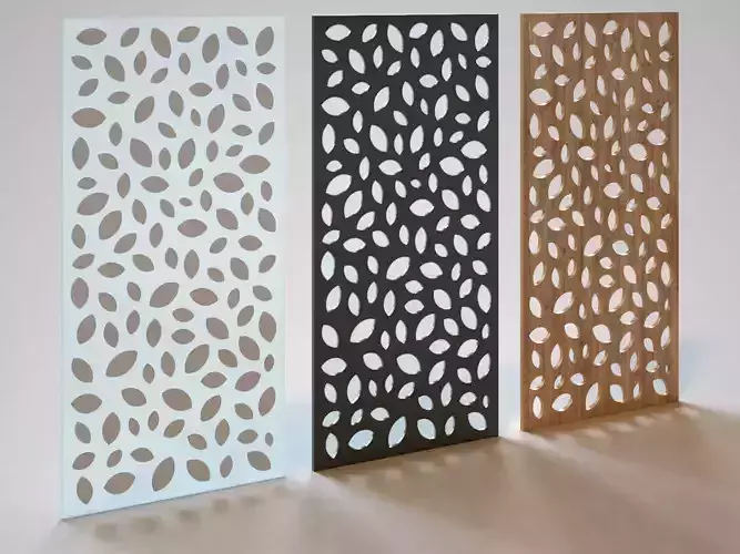 Partition set of three metal panels 3D model