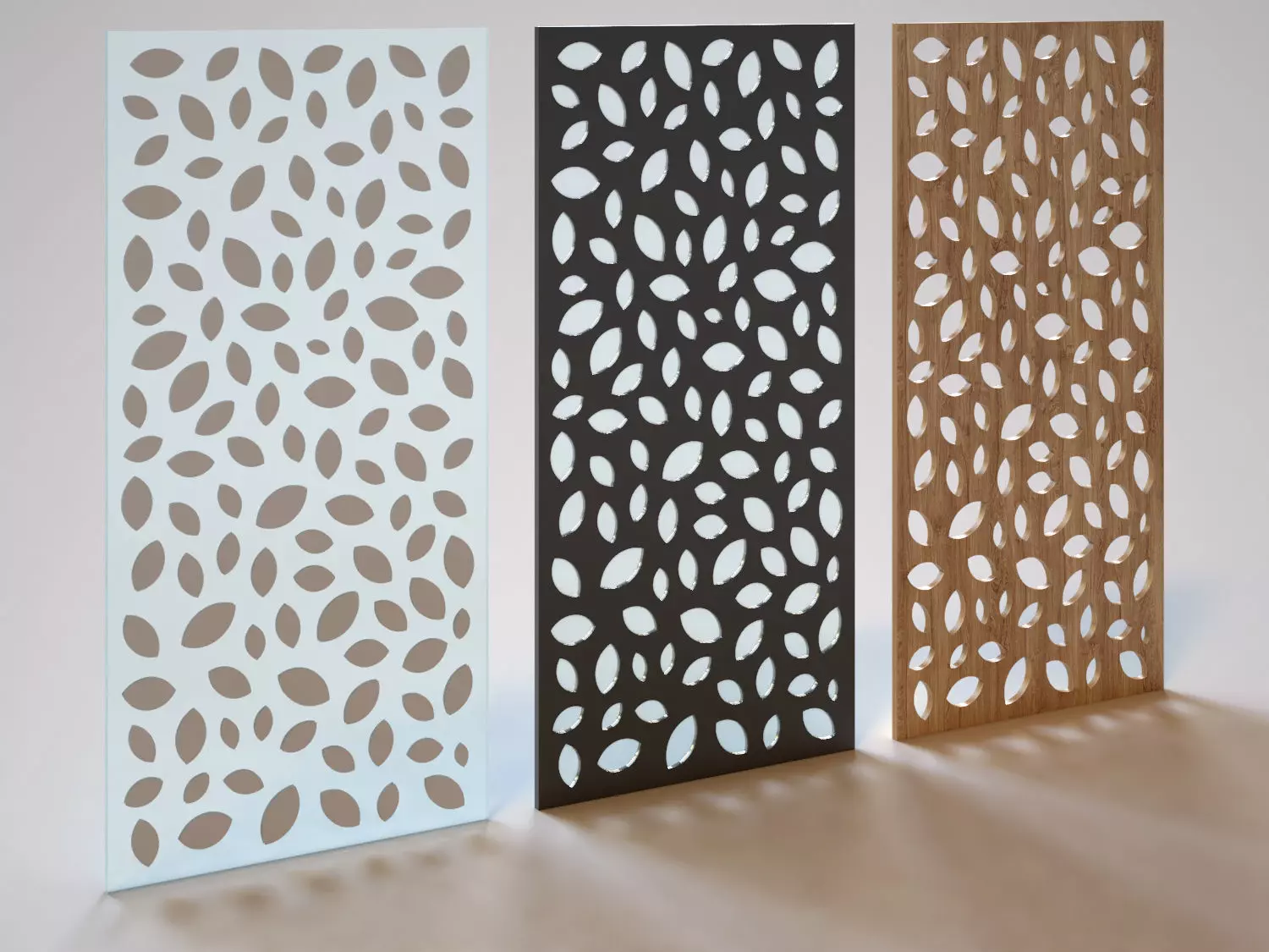 Partition set of three metal panels 3D model_0