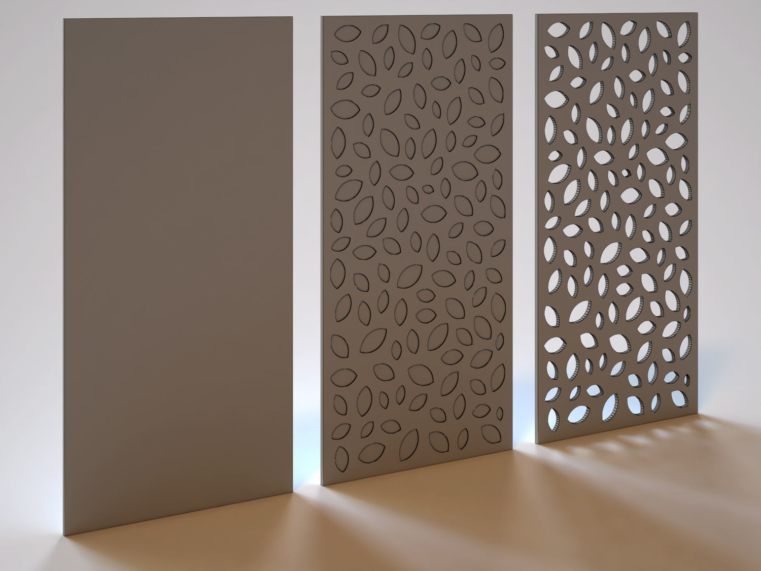 Partition set of three metal panels 3D model_1