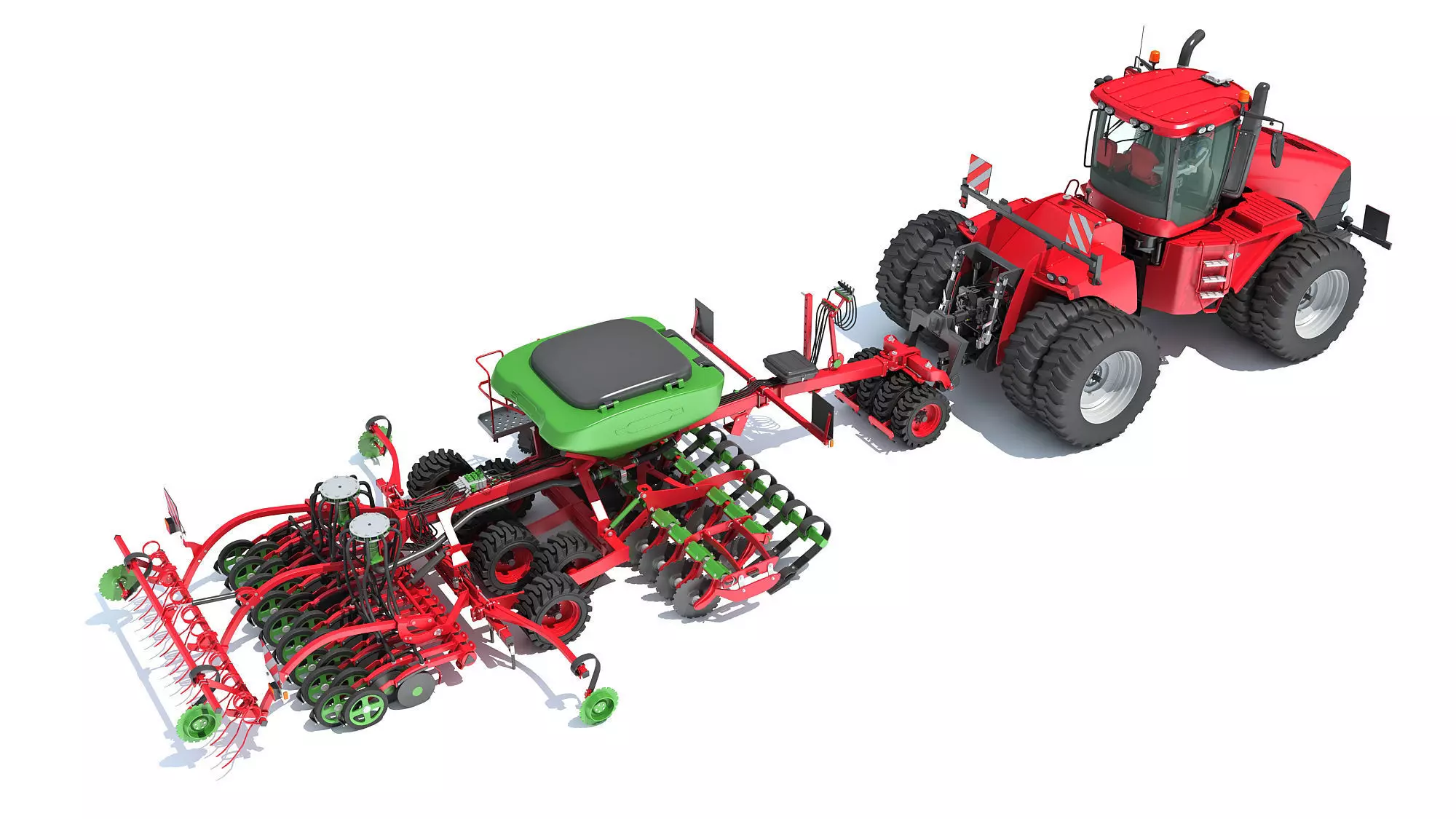 Seed Drill with Articulated Tractor 3D model_0