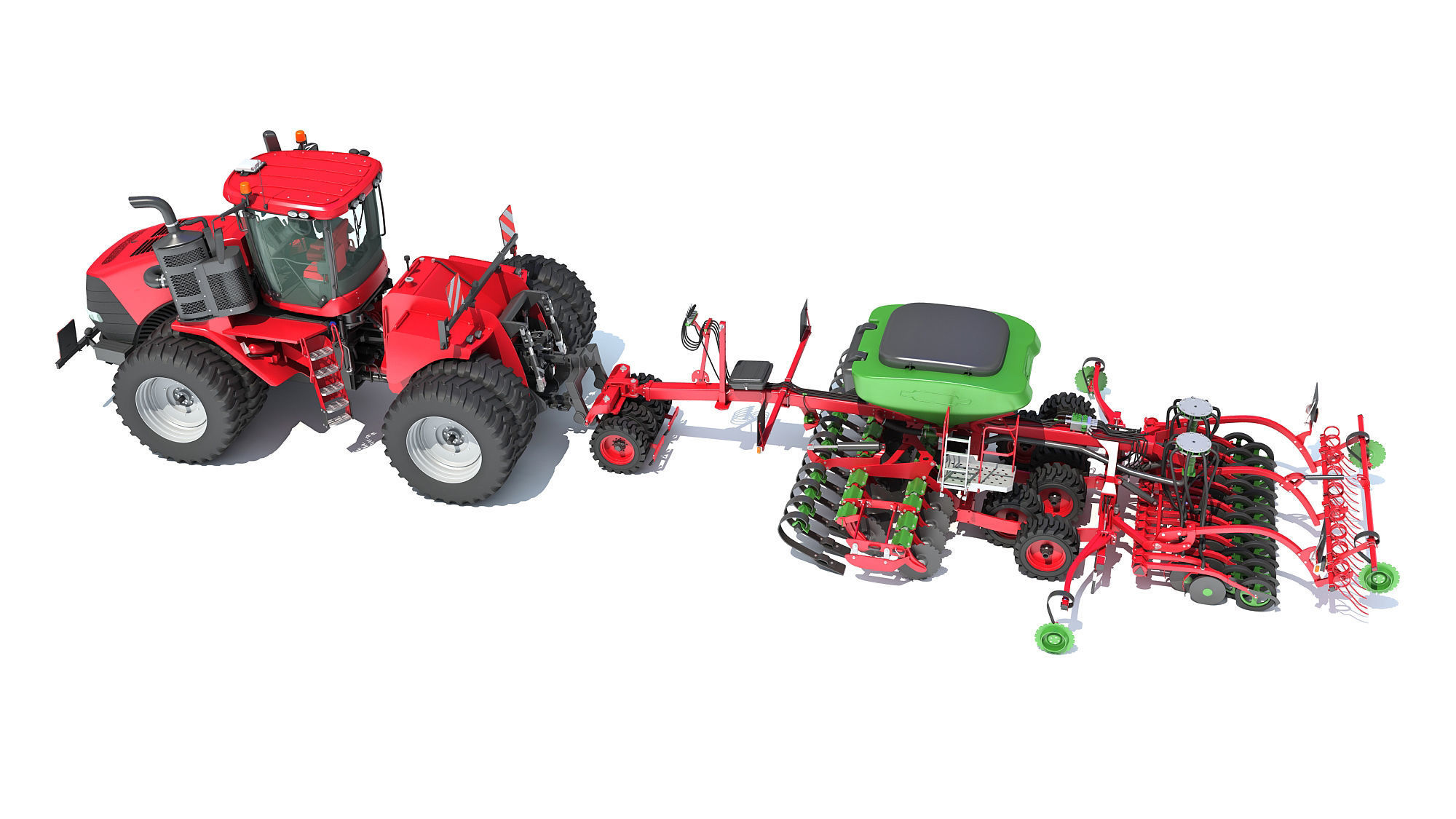 Seed Drill with Articulated Tractor 3D model_3