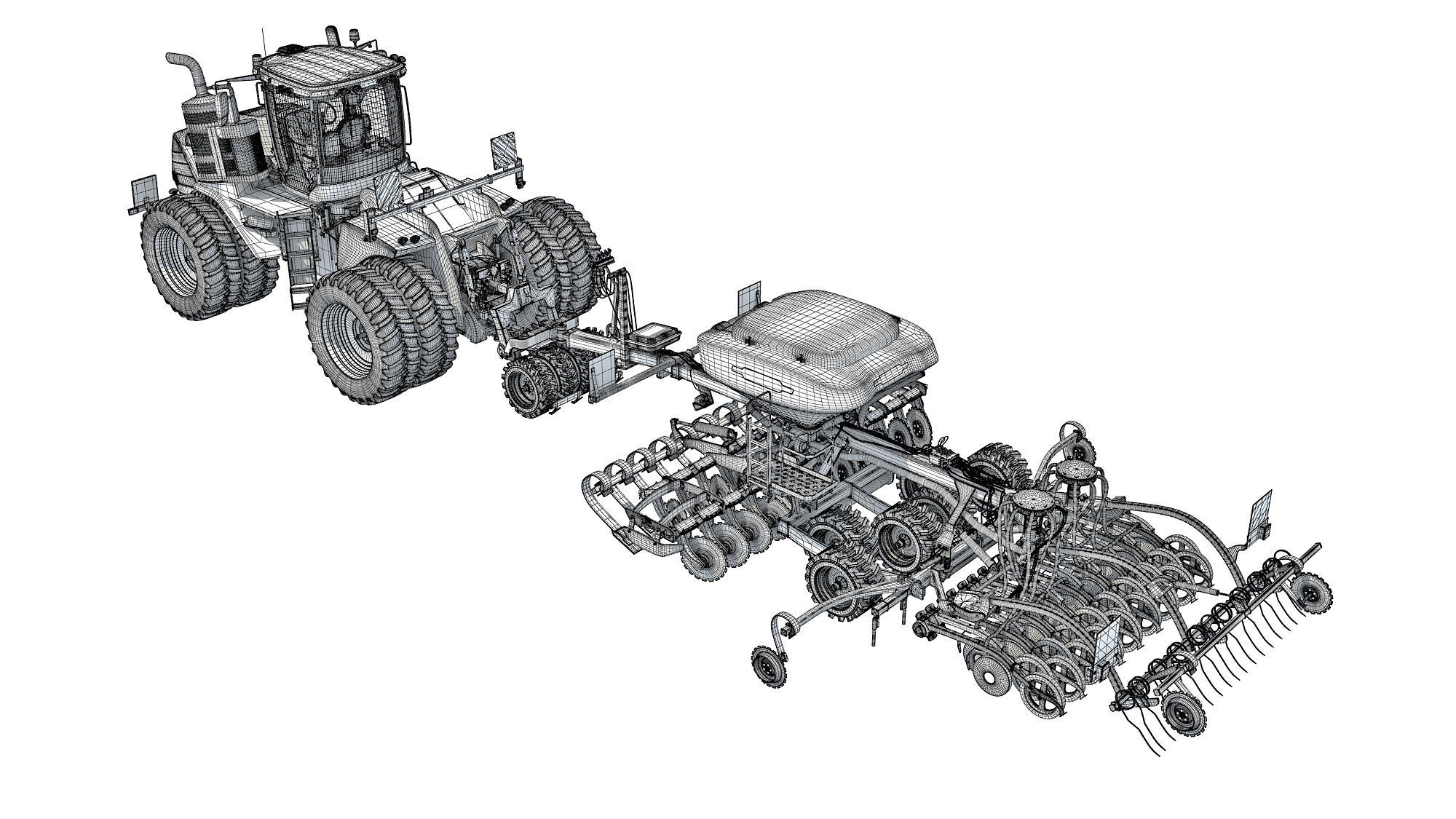 Seed Drill with Articulated Tractor 3D model_17