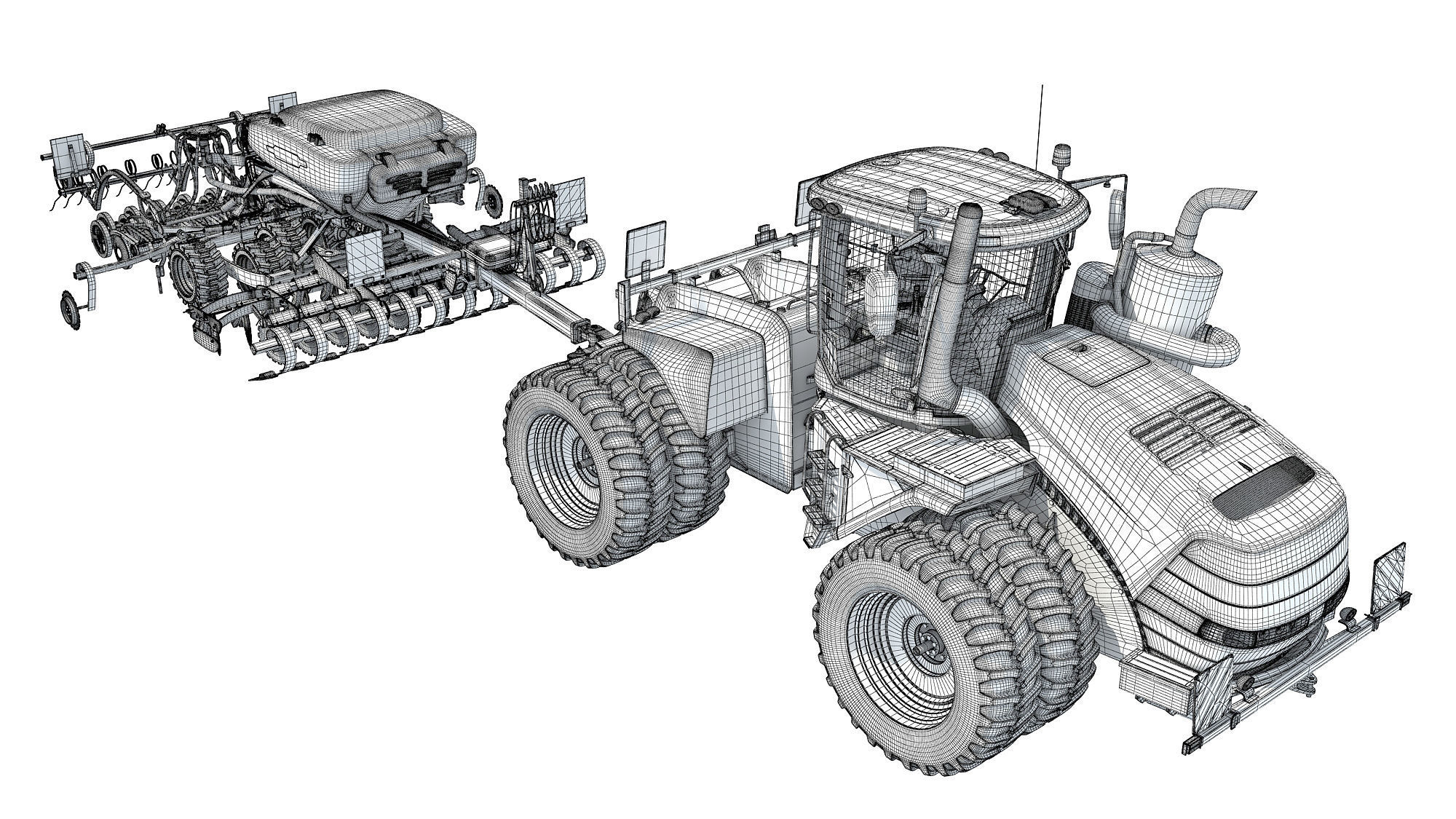 Seed Drill with Articulated Tractor 3D model_19