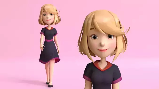 Lily Girl Character Low-poly 3D model