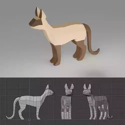 Cat low poly base mesh Low-poly 3D model