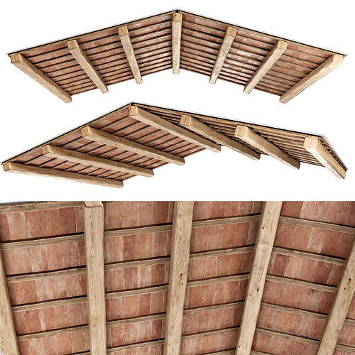 Gable wooden ceiling  3D model