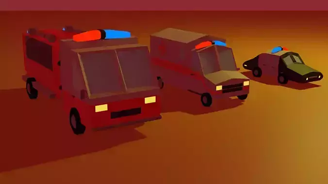 Low poly emergency vehicles Free low-poly 3D model