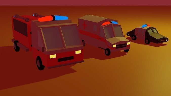 Low poly  emergency vehicles Free low-poly 3D model