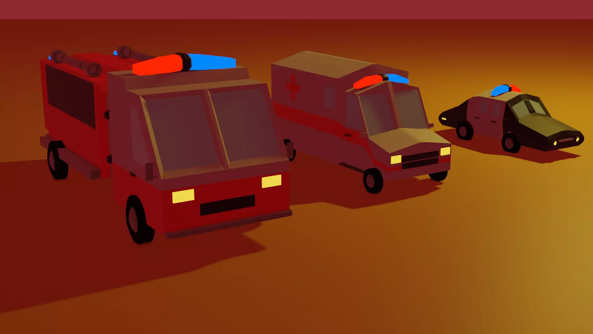 Low poly emergency vehicles Free low-poly 3D model