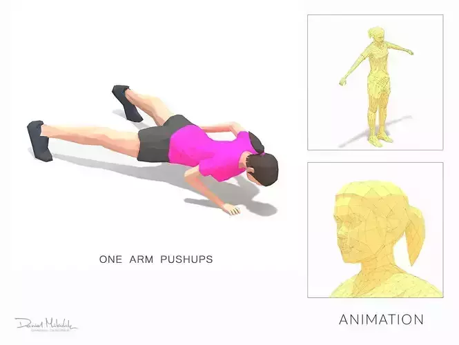 one arm pushups Exercise Woman Animation