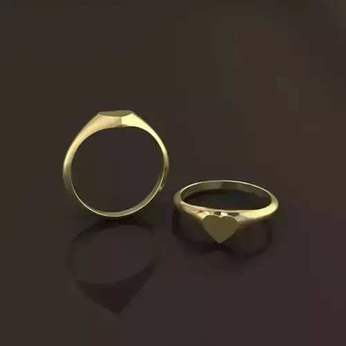 Dainty Thin Signet Heart Round Mix Size 3D print model