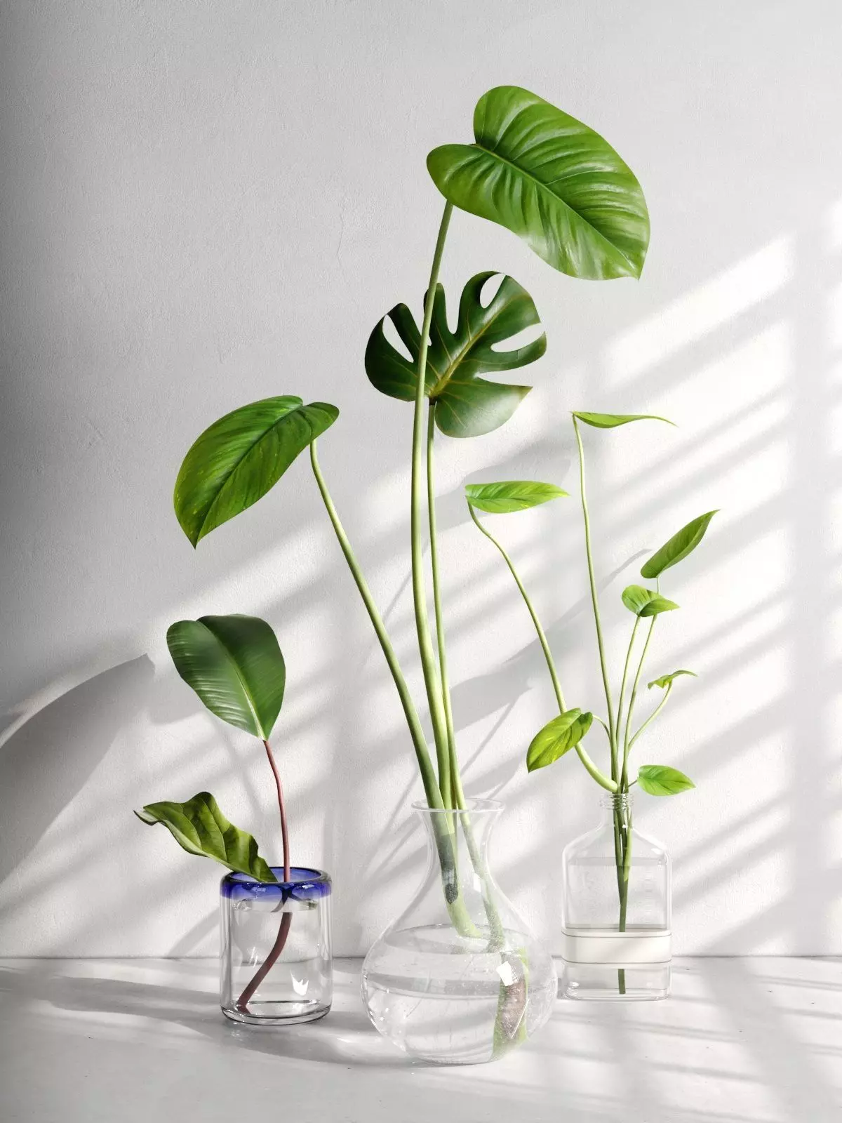 Glass Vases with Leaves 2 3D model_0