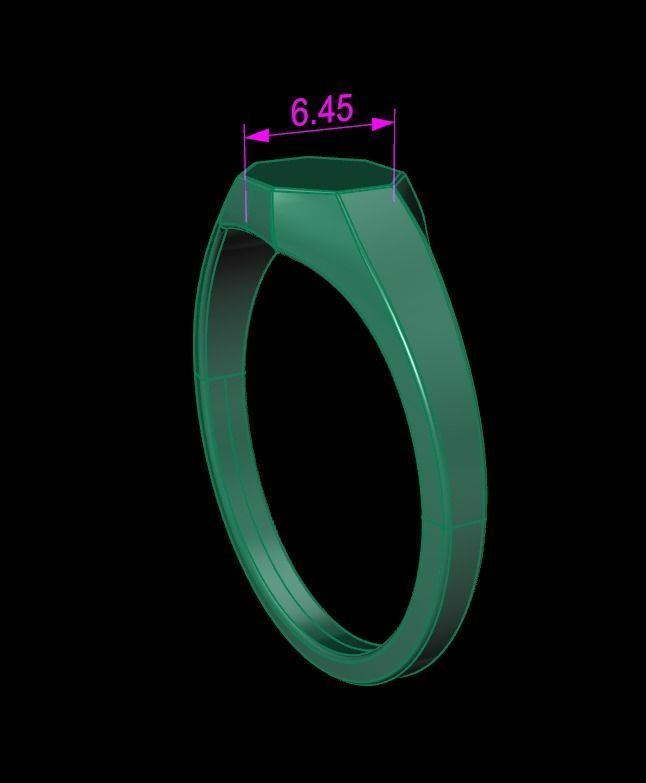 Dainty Thin Signet Octagon Round Mix Size 3D print model_16