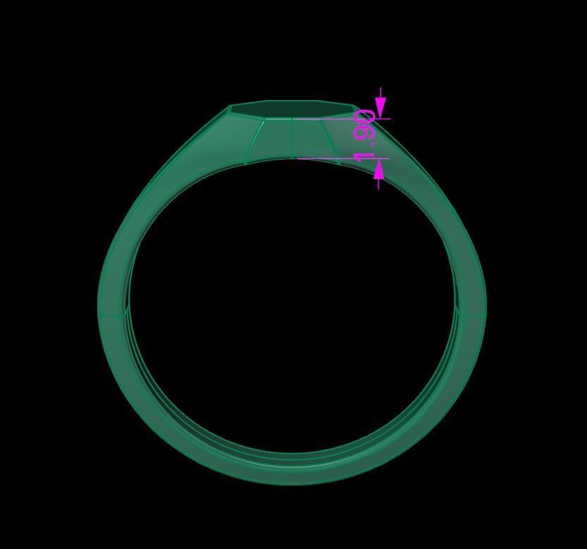 Dainty Thin Signet Octagon Round Mix Size 3D print model_15