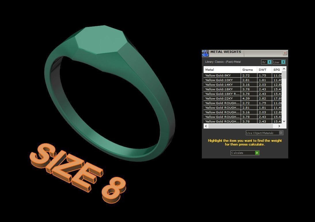 Dainty Thin Signet Octagon Round Mix Size 3D print model_12