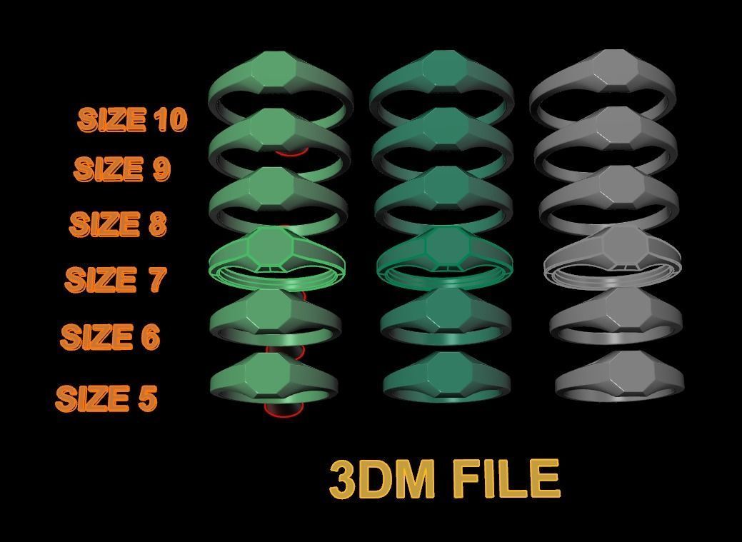 Dainty Thin Signet Octagon Round Mix Size 3D print model_3
