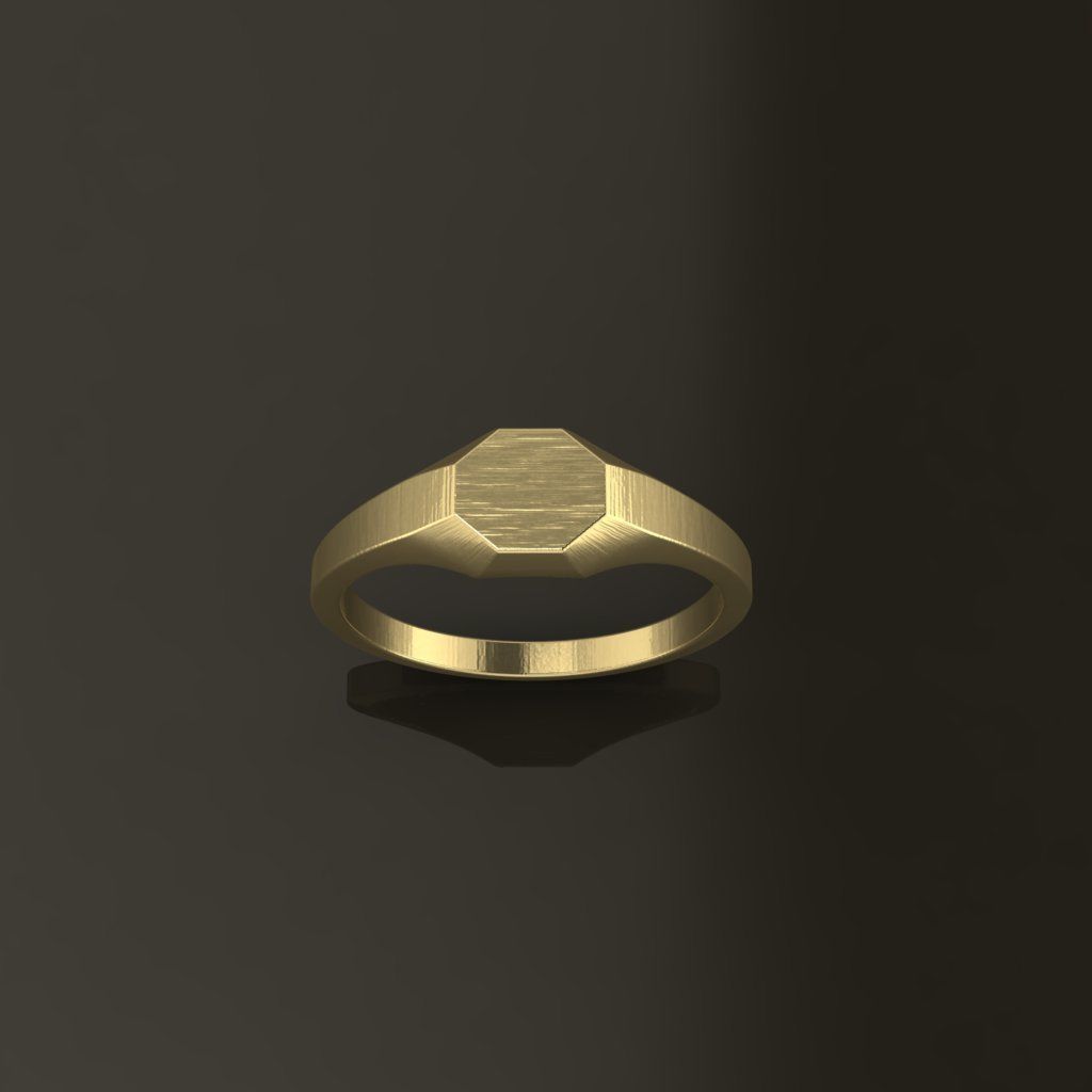Dainty Thin Signet Octagon Round Mix Size 3D print model_6