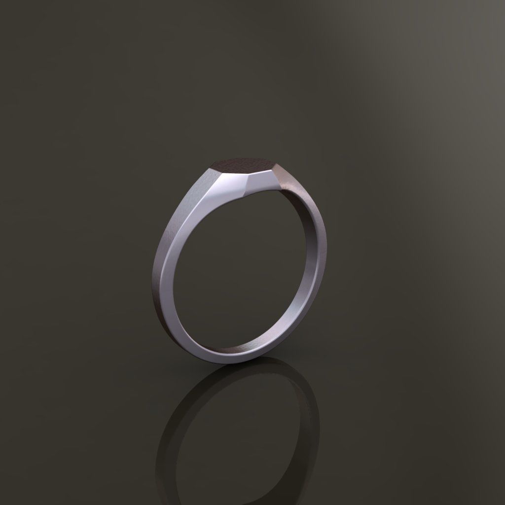 Dainty Thin Signet Octagon Round Mix Size 3D print model_7