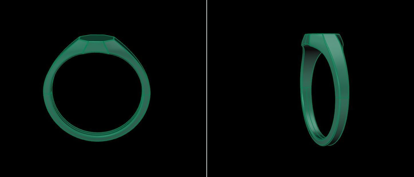 Dainty Thin Signet Octagon Round Mix Size 3D print model_18