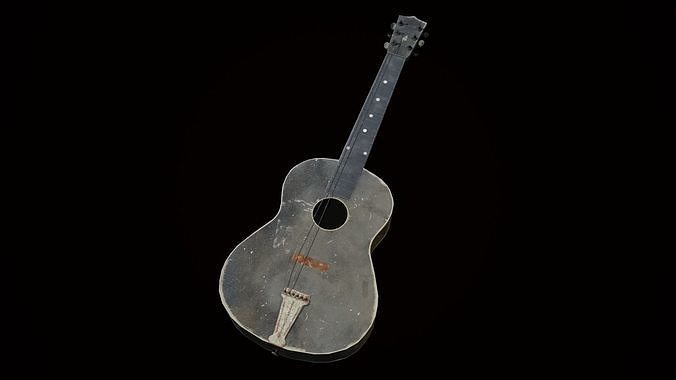 Old Guitar PBR Game Ready Low-poly 3D model