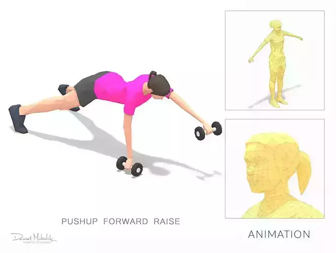 pushup forward raise Exercise Woman Animation