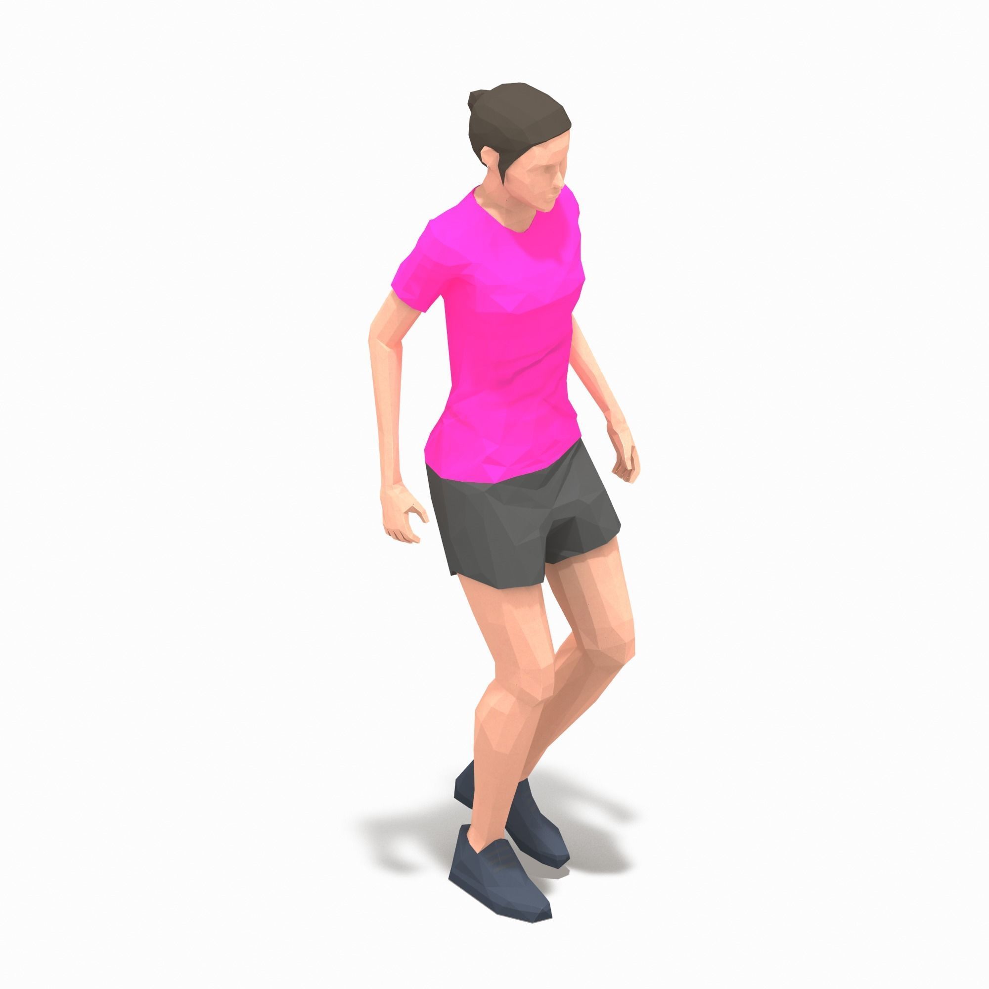 rest Exercise Woman Animation Low-poly 3D model_13