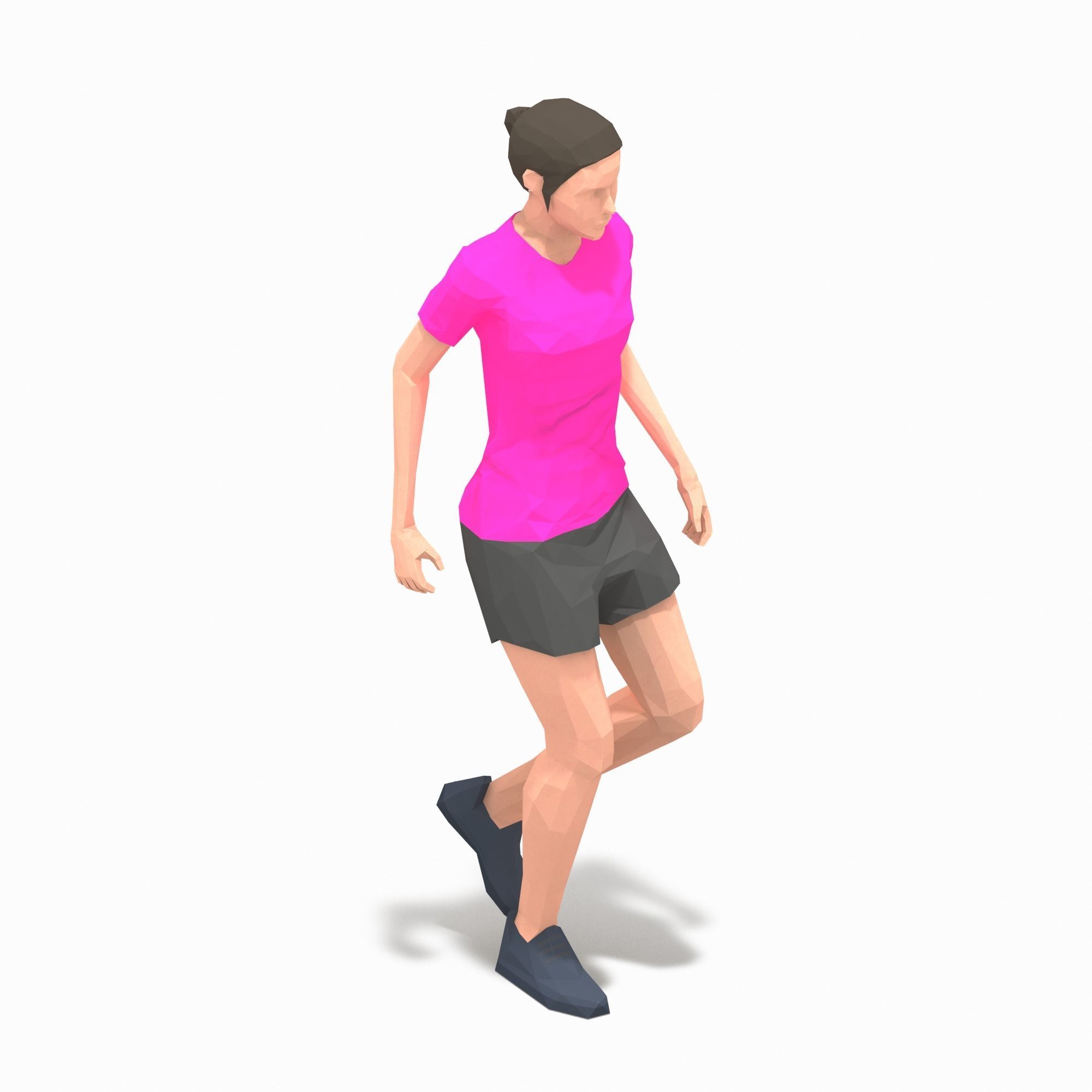 rest Exercise Woman Animation Low-poly 3D model_14