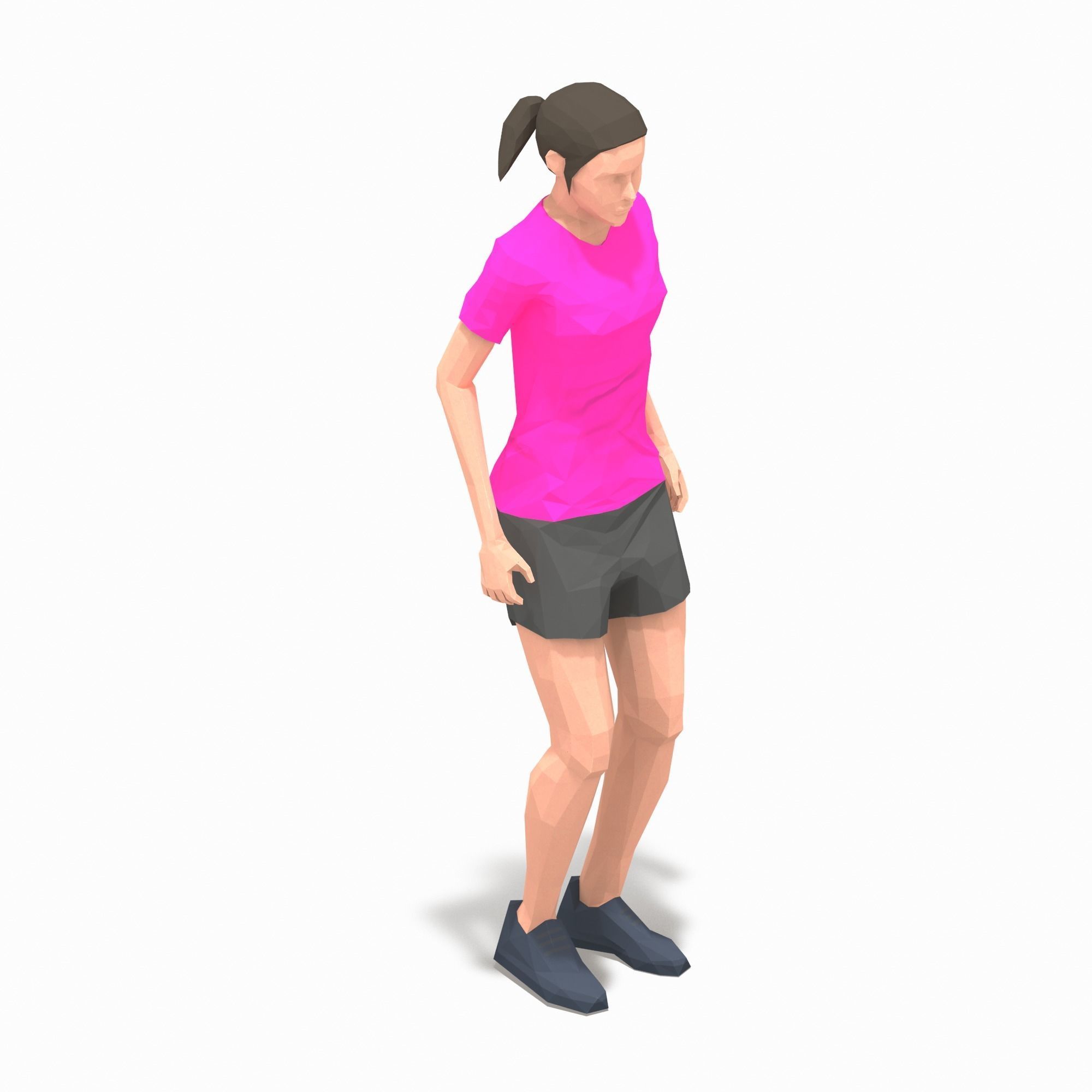 rest Exercise Woman Animation Low-poly 3D model_5
