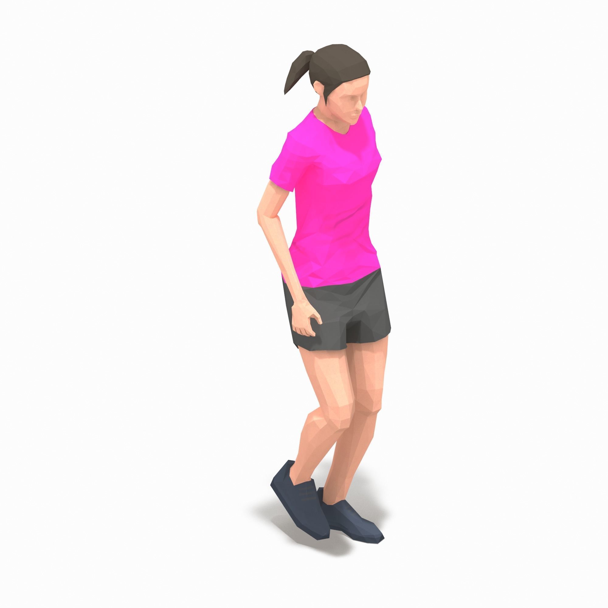 rest Exercise Woman Animation Low-poly 3D model_6