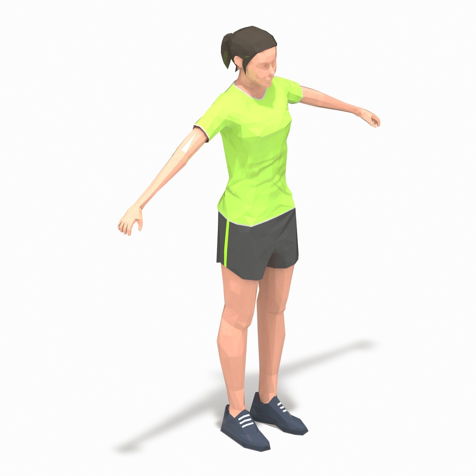 rest Exercise Woman Animation Low-poly 3D model_17