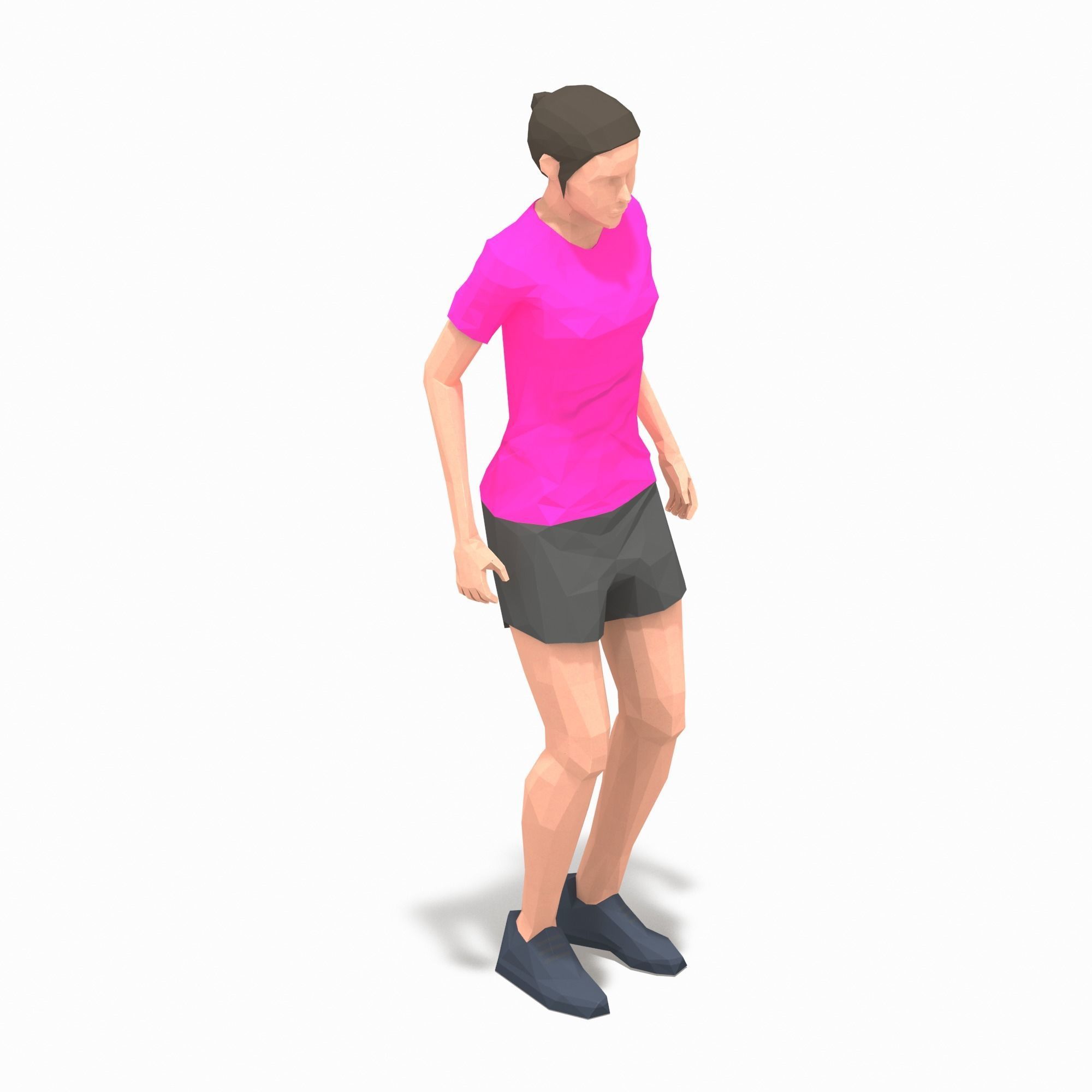 rest Exercise Woman Animation Low-poly 3D model_12