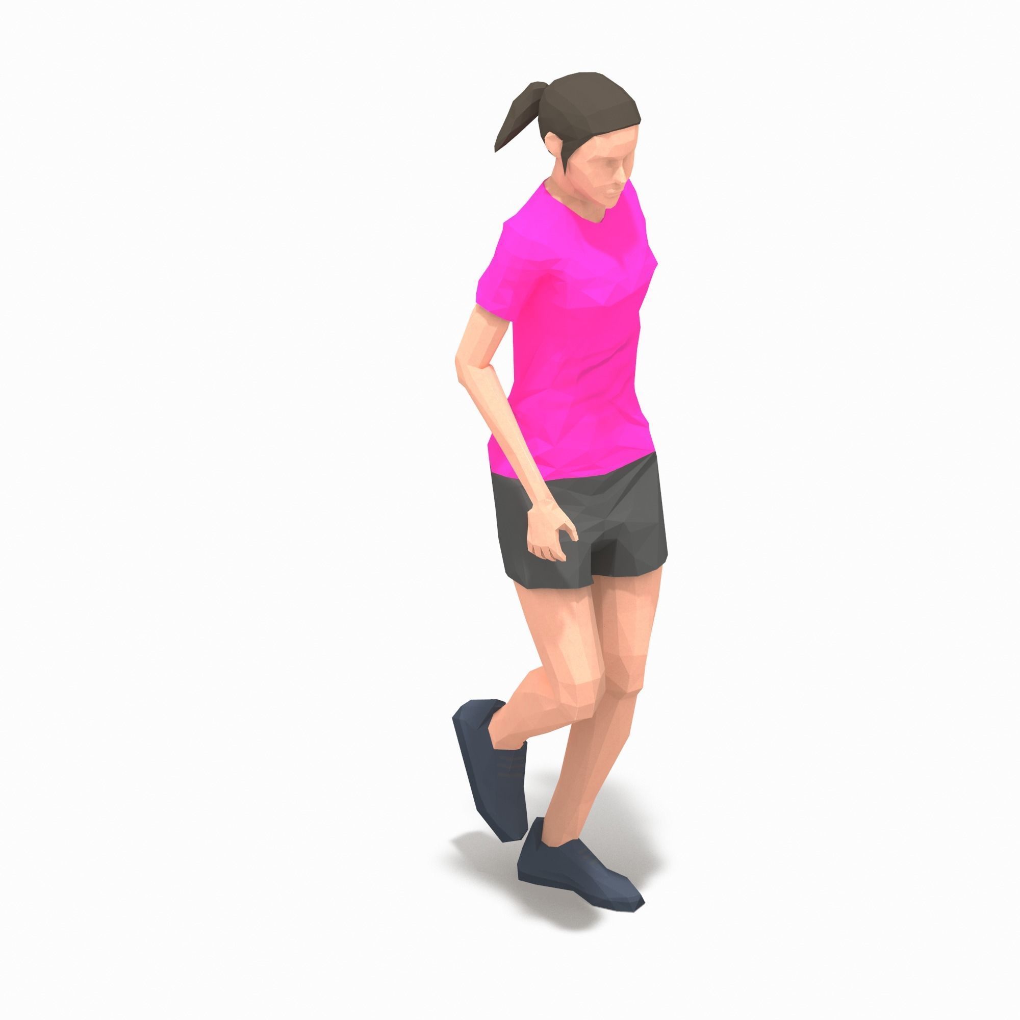 rest Exercise Woman Animation Low-poly 3D model_7