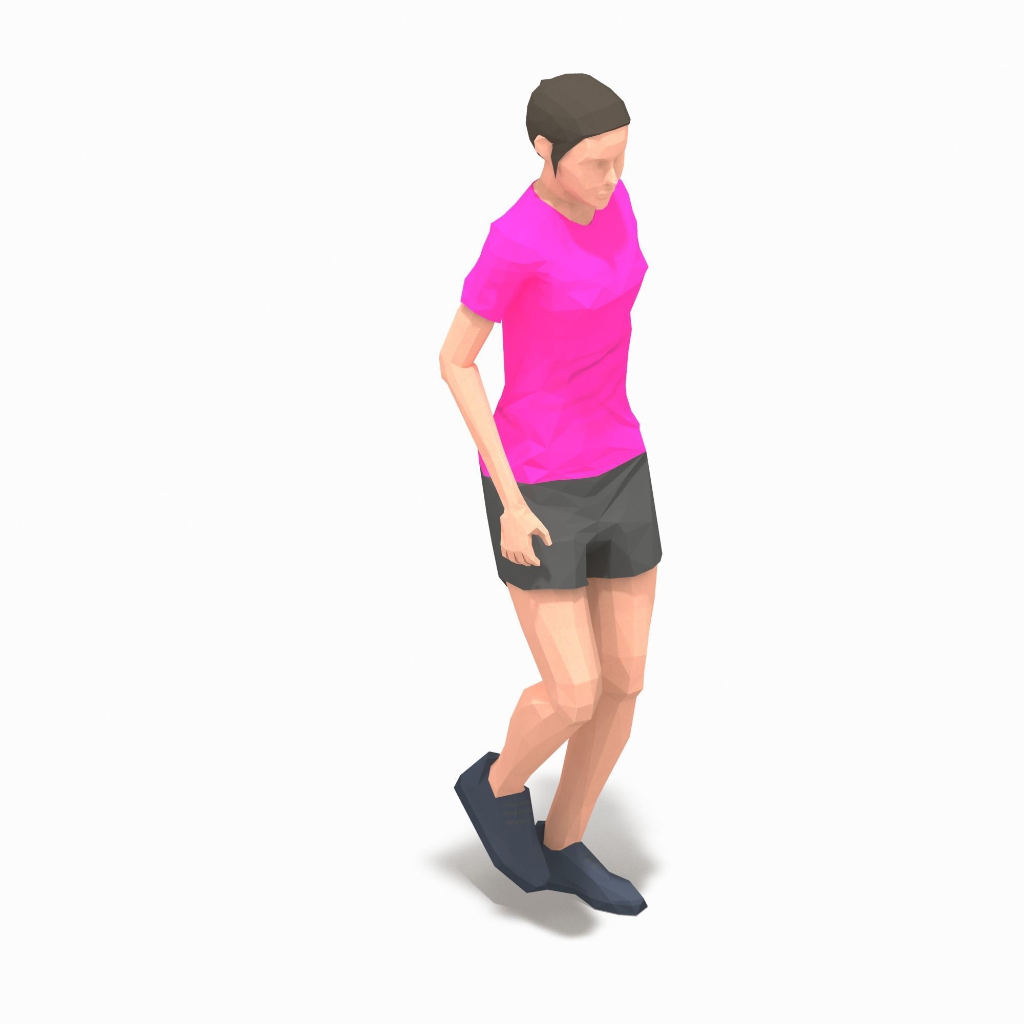 rest Exercise Woman Animation Low-poly 3D model_10