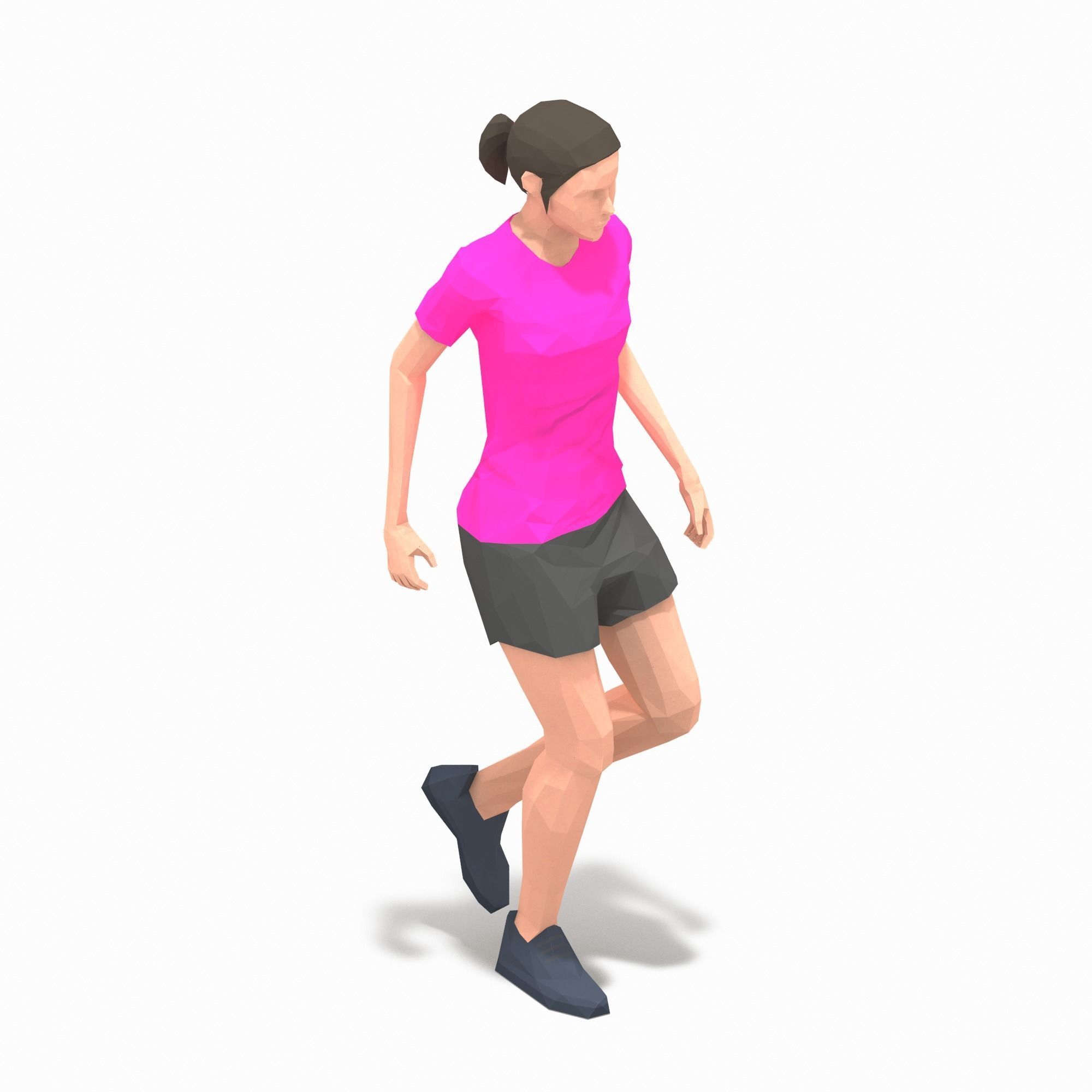 rest Exercise Woman Animation Low-poly 3D model_2