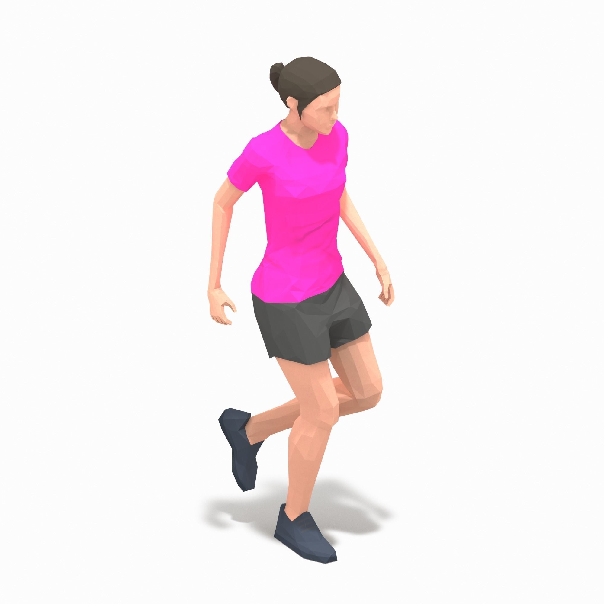 rest Exercise Woman Animation Low-poly 3D model_1