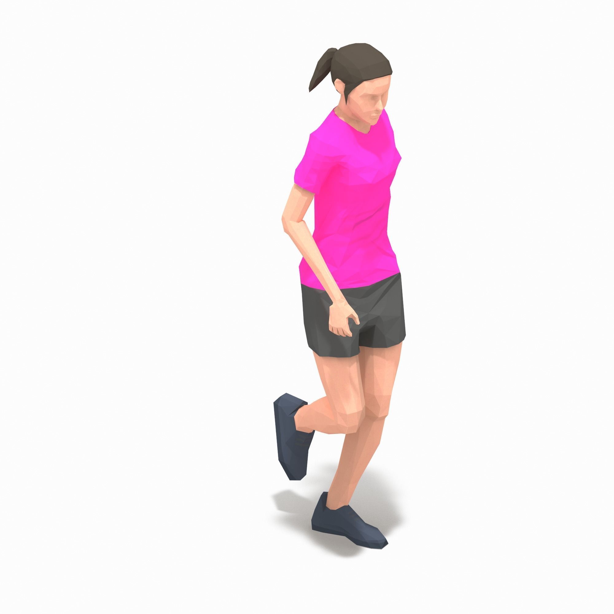rest Exercise Woman Animation Low-poly 3D model_8