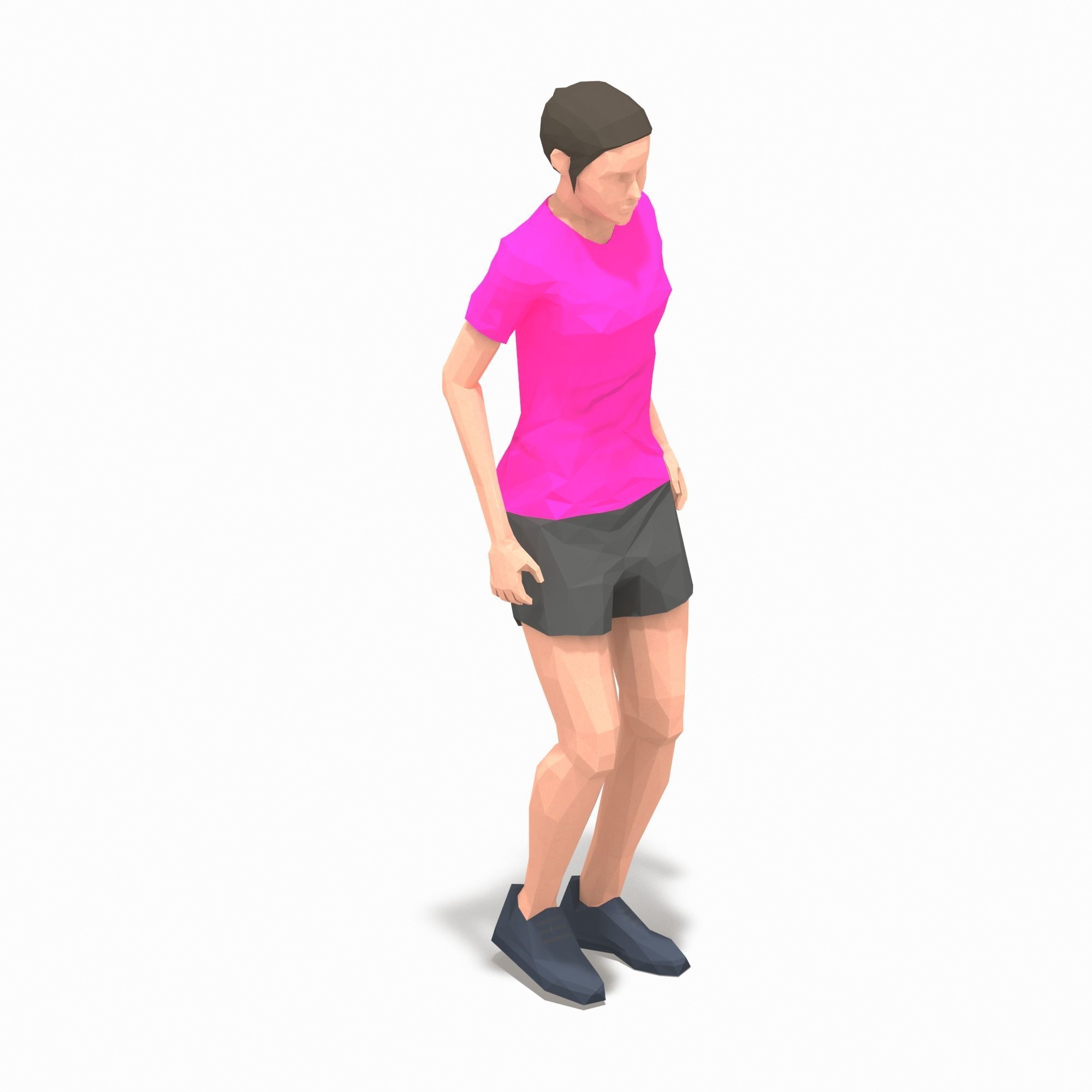 rest Exercise Woman Animation Low-poly 3D model_11