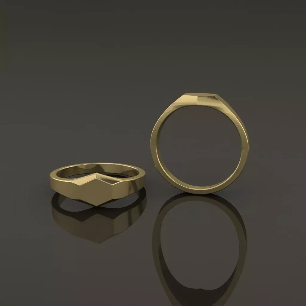 Dainty Thin Signet Ring Hexagon Mix Size 3D print model