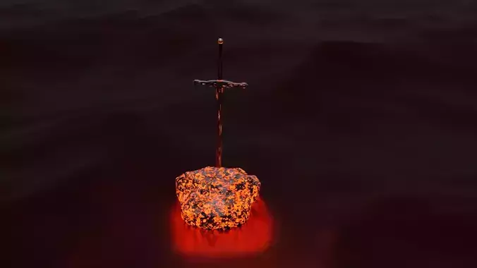 Sword stuck in a stone - blender Free low-poly 3D model