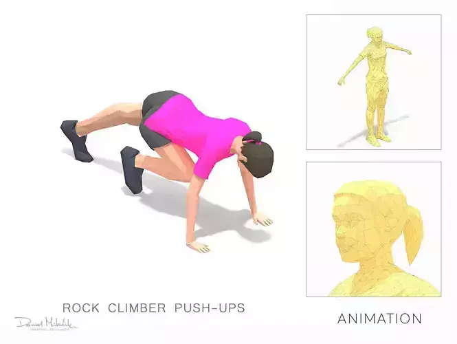 rock climber-pushups Exercise Woman Animation