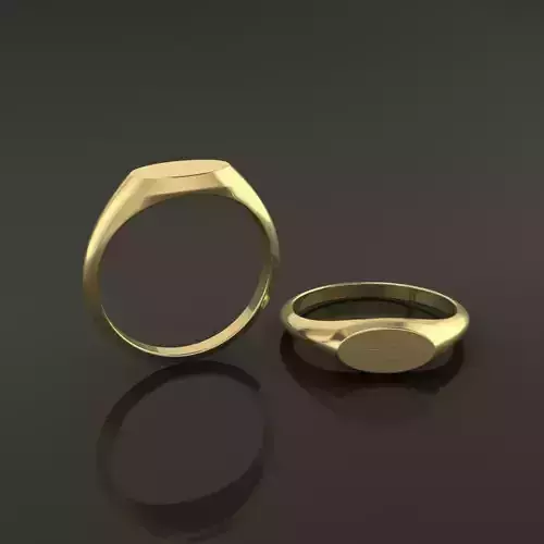 Dainty Thin Signet Ring Horizontal Oval Mix Size