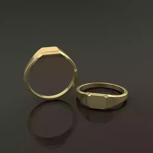 Dainty Thin Signet Ring Square Emerald Mix Size