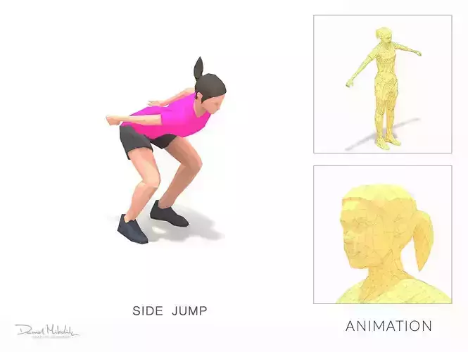 side jump Exercise Woman Animation