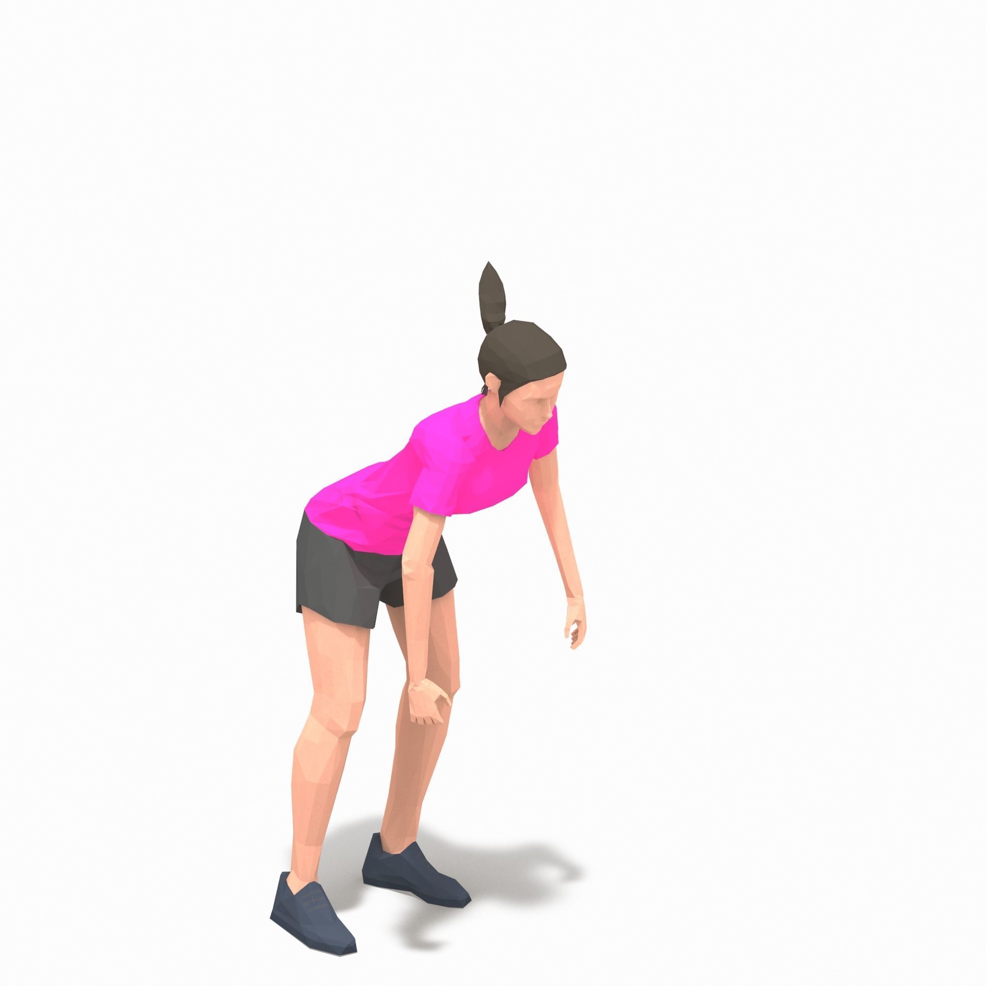 side jump Exercise Woman Animation Low-poly 3D model_5