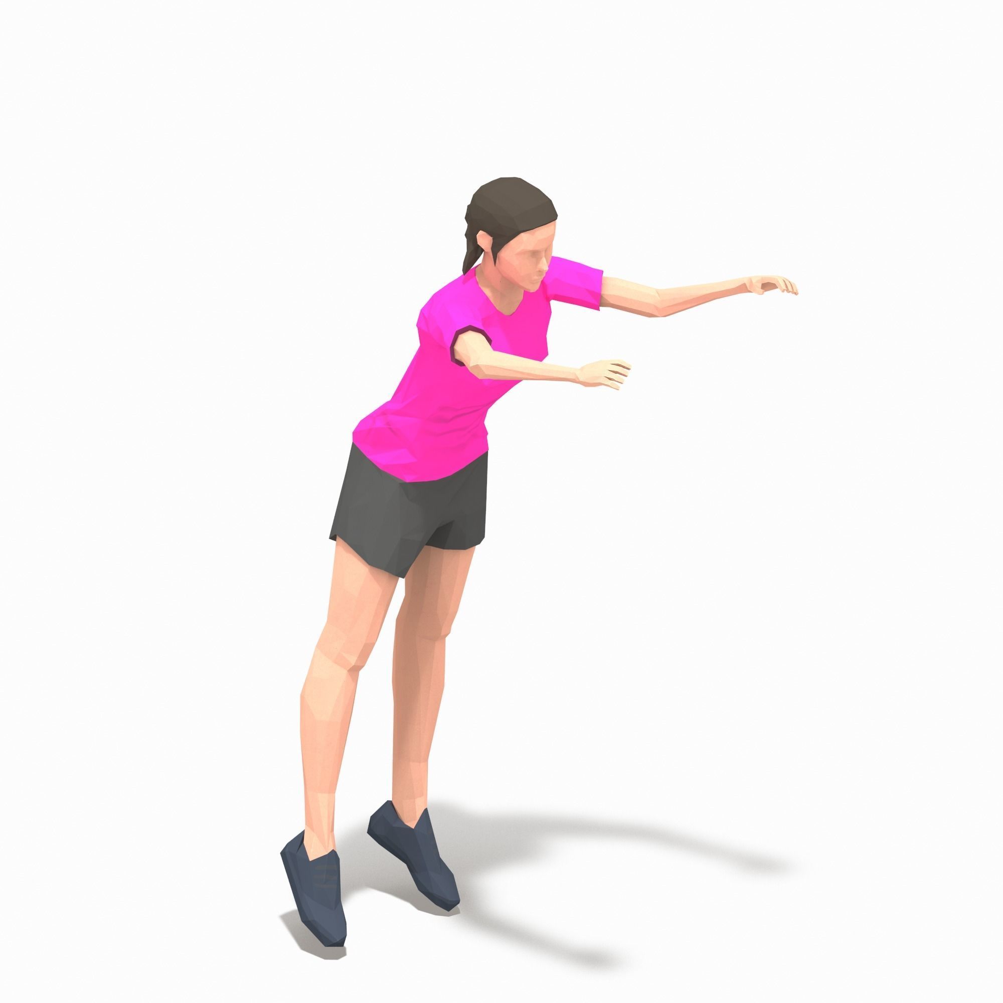 side jump Exercise Woman Animation Low-poly 3D model_7