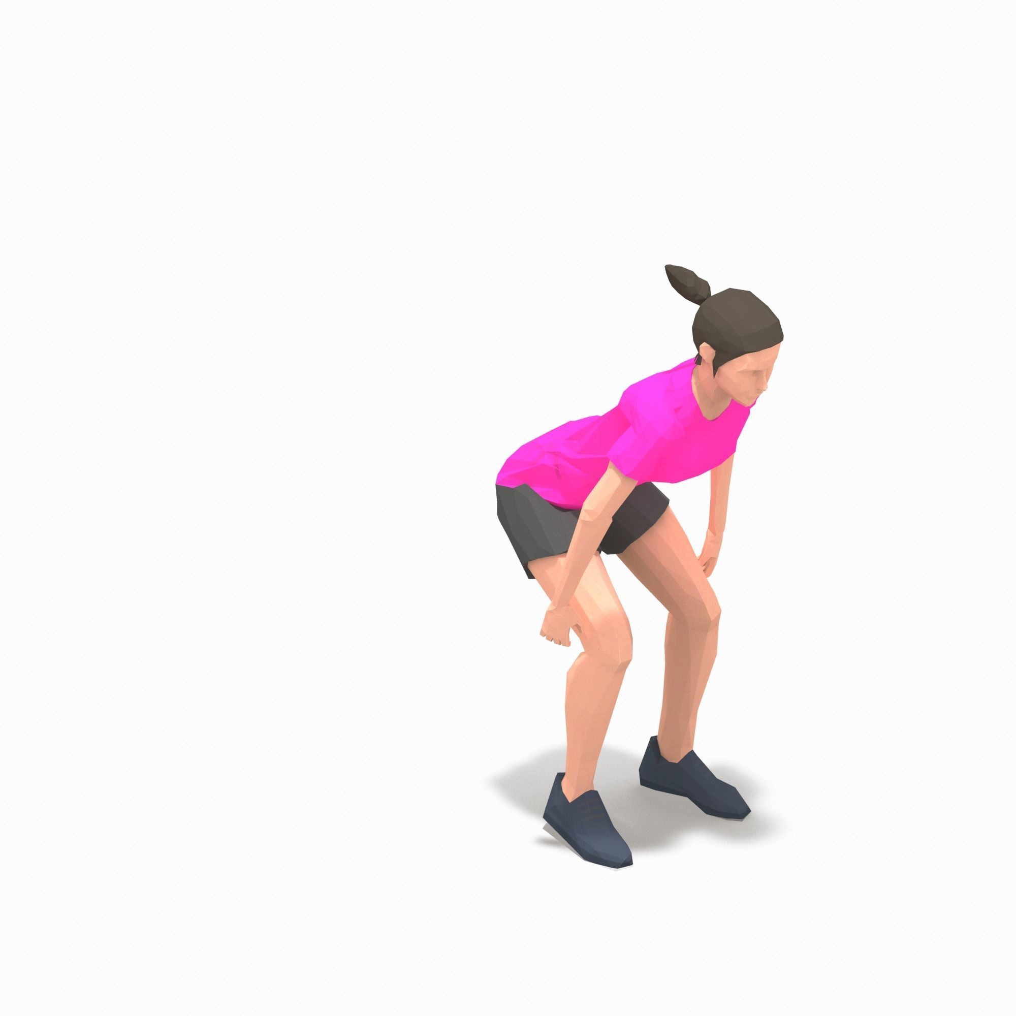 side jump Exercise Woman Animation Low-poly 3D model_9
