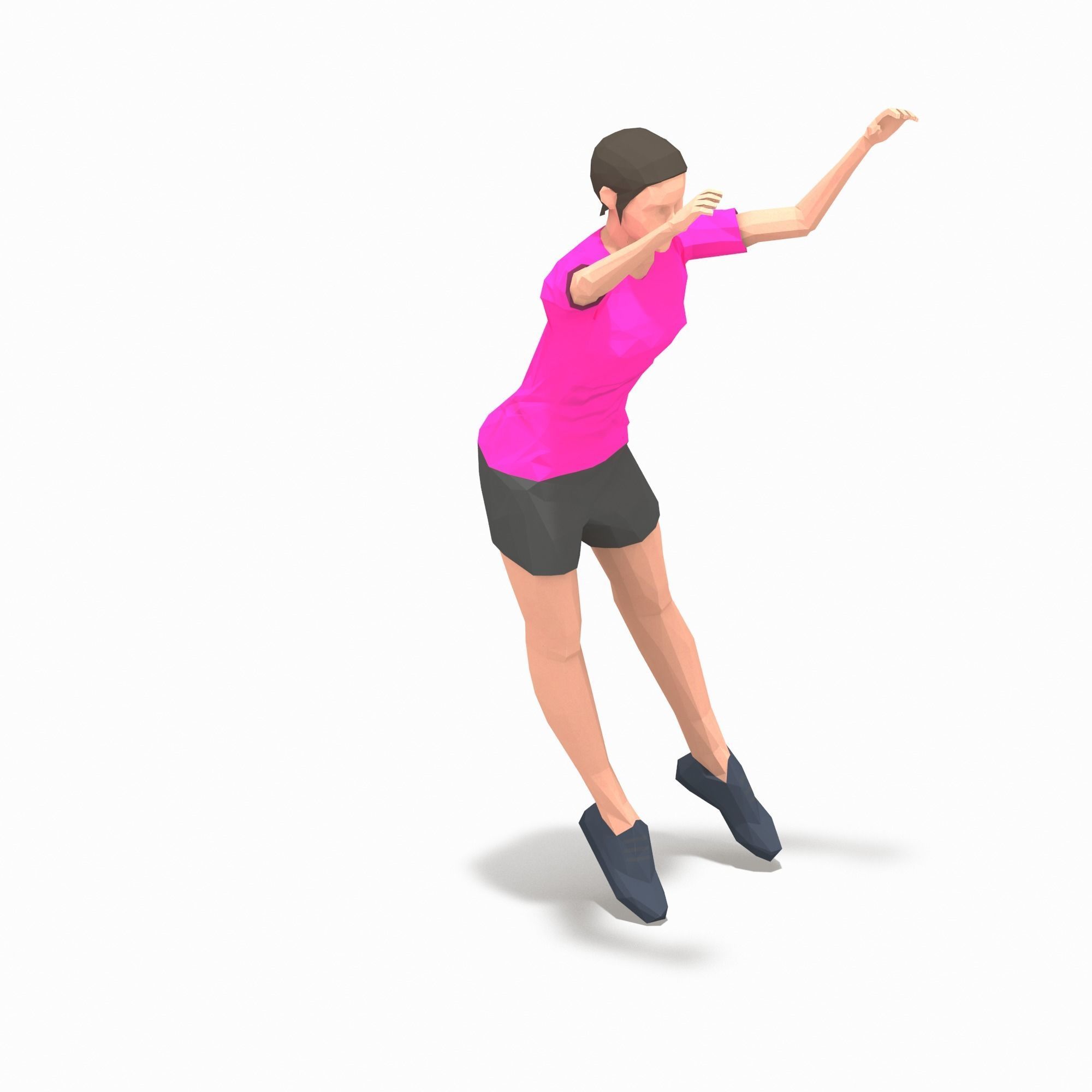 side jump Exercise Woman Animation Low-poly 3D model_3