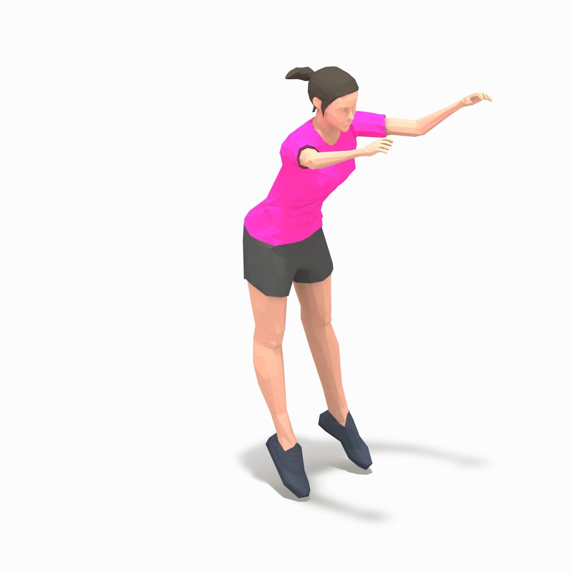 side jump Exercise Woman Animation Low-poly 3D model_8