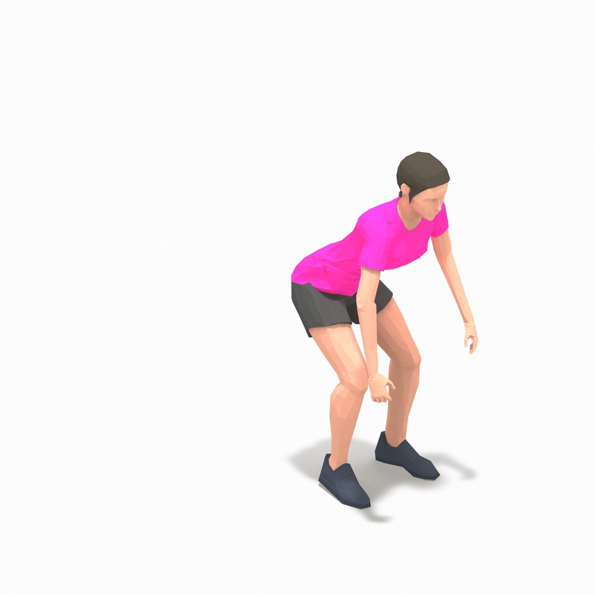 side jump Exercise Woman Animation Low-poly 3D model_2