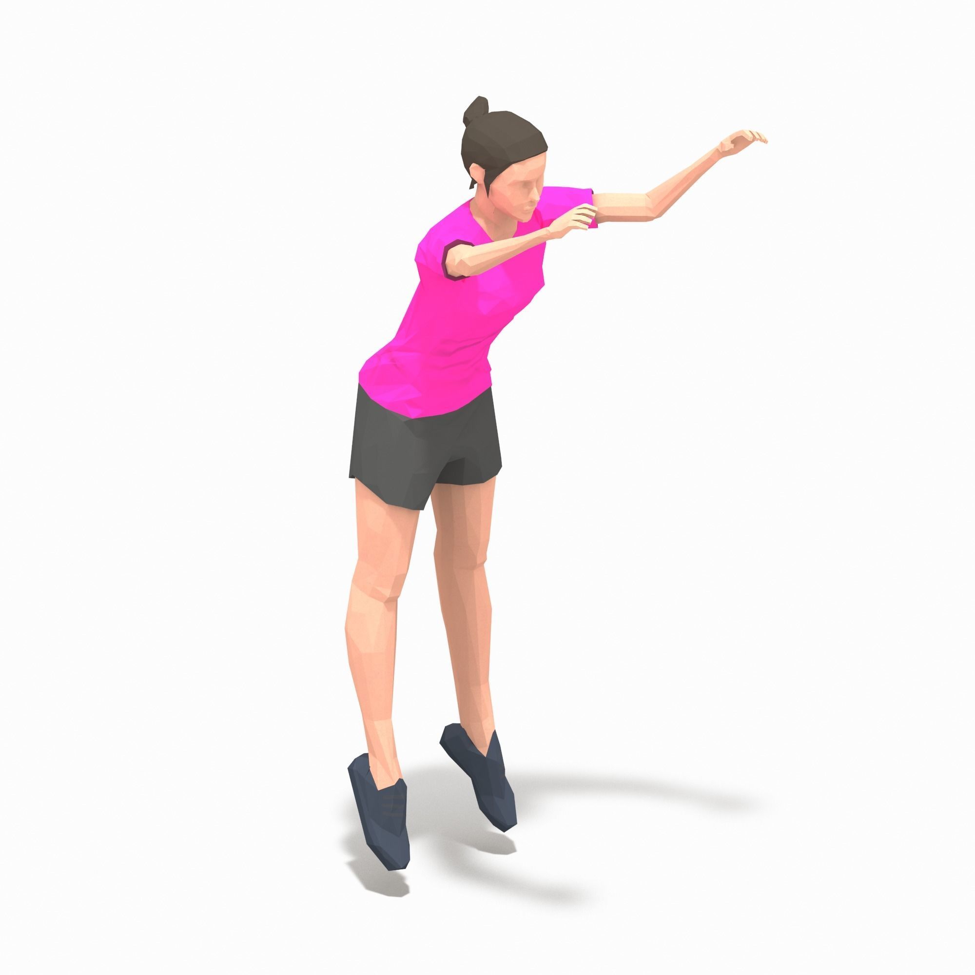 side jump Exercise Woman Animation Low-poly 3D model_4